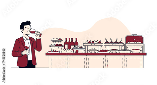 Elegant Wine Tasting Event Featuring Assortment Of Delicious Delicacies Presentation