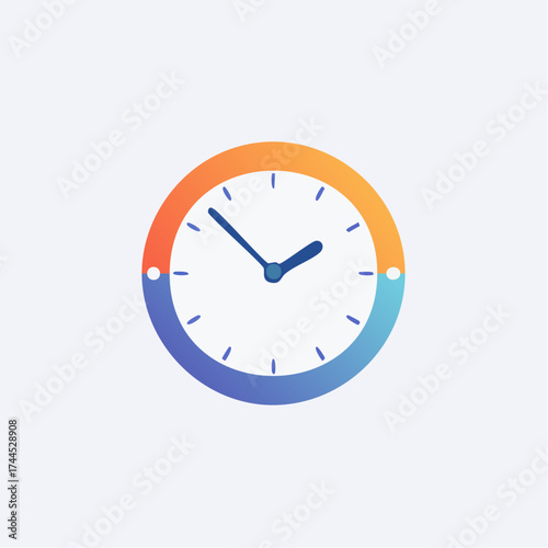 A stylized clock illustration with a gradient-colored bezel indicating time management and deadlines