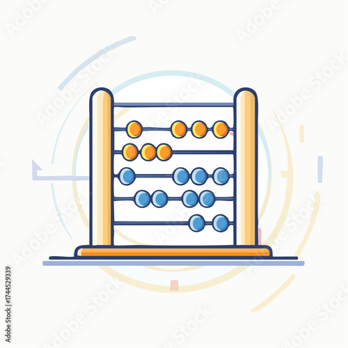 A stylized illustration of an abacus, representing mathematical calculation and counting
