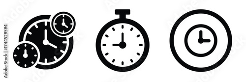 Time management silhouette business vector icon set.