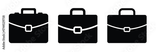 Briefcase silhouette business vector icon set.