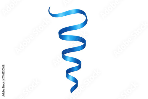 Blue curling ribbon decoration on transparent background