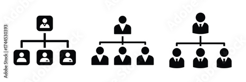 hierarchy silhouette business vector icon set.