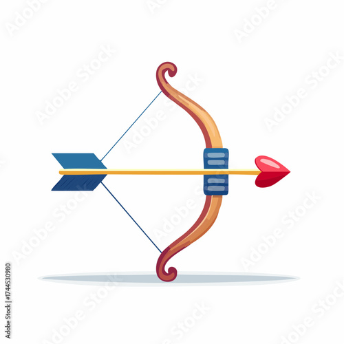 An Artistic Depiction of a Bow and Arrow with a Heart-Shaped Arrowhead for Valentine's Day