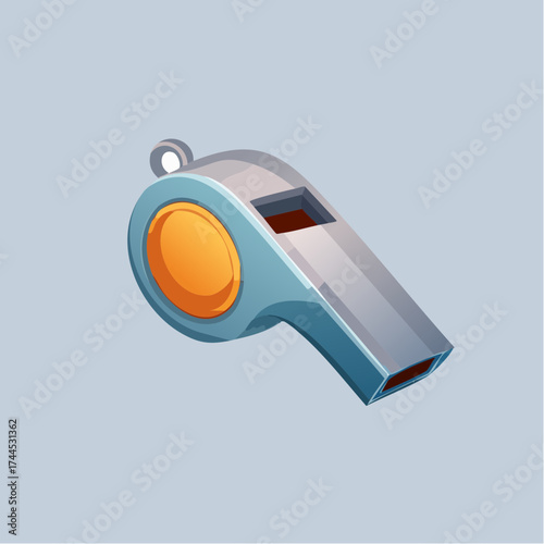 Artistic depiction of a gleaming whistle, ideal for sports, recreation, and game directives