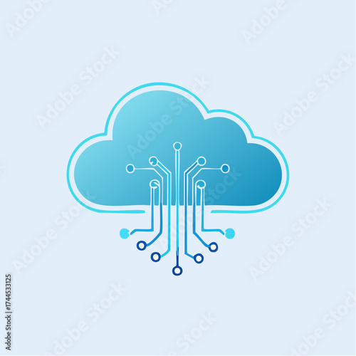 Digital Cloud Computing Symbol Illustrating Connectivity, Data Storage, and Technological Advancement