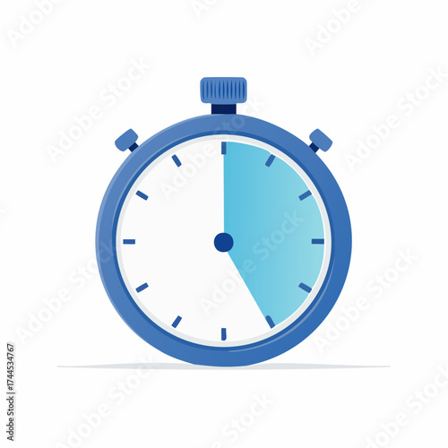 Illustration of a Blue Analog Stopwatch Indicating Time Measurement and Duration