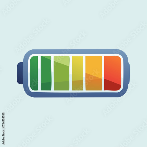 Illustration of a Battery Indicator Showing Various Levels of Charge and Power Status