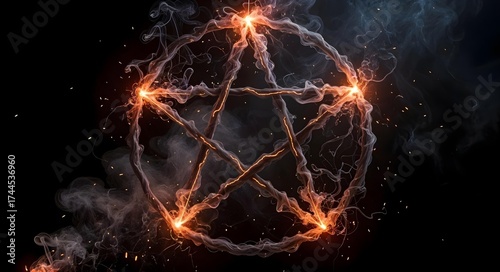 A Burning Pentagram Symbol Set Against a Cosmic Background for a Striking Visual Impact