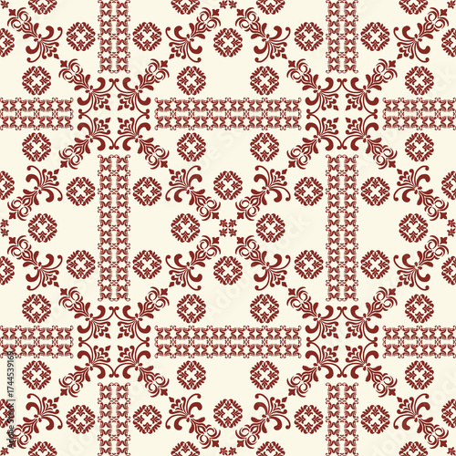 Abstract damask seamless pattern, luxury old fashion use for fabric, texture, textile, background, carpet, curtain, patchwork, embroidery, illustration, decoration, wrapping, print and clothing.