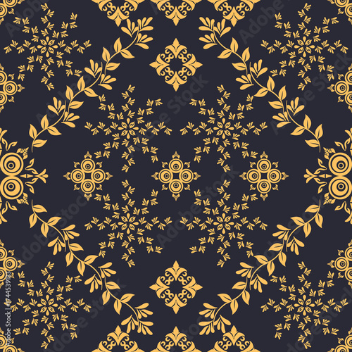Abstract damask seamless pattern, luxury old fashion use for fabric, texture, textile, background, carpet, curtain, patchwork, embroidery, illustration, decoration, wrapping, print and clothing.