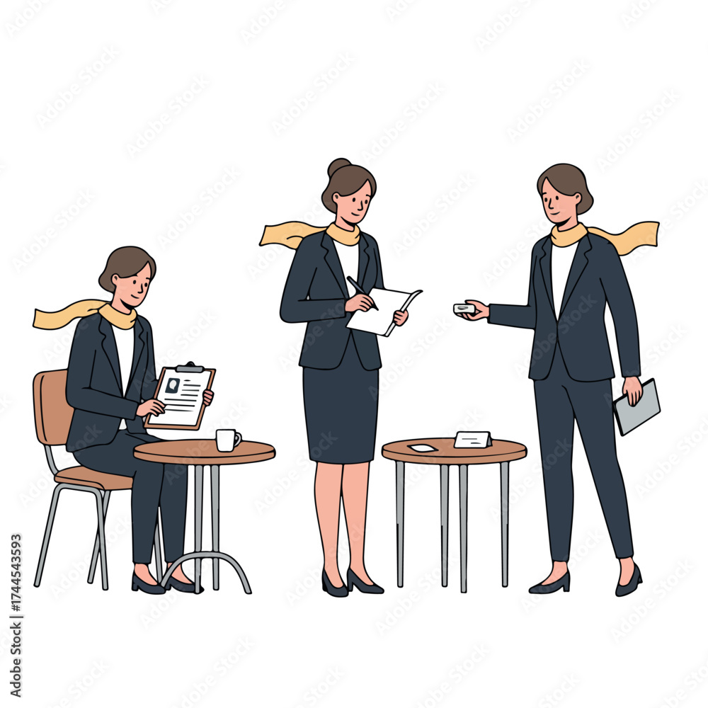 Obraz premium Businesswoman character set in various work poses and activities.
