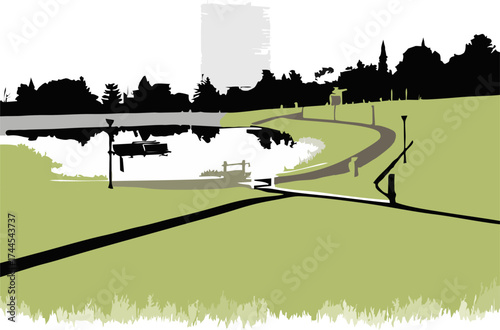 view of the park in the corner of the city