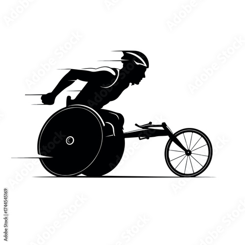 Dynamic silhouette of a para athlete in a racing wheelchair 1.