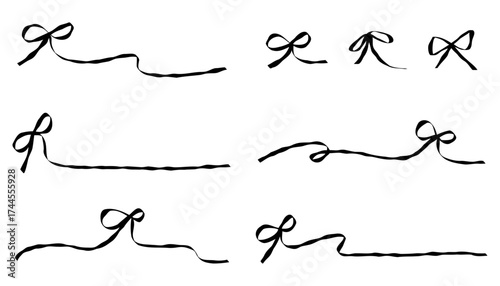 手書きのリボン、デコレーション線のセット、装飾素材