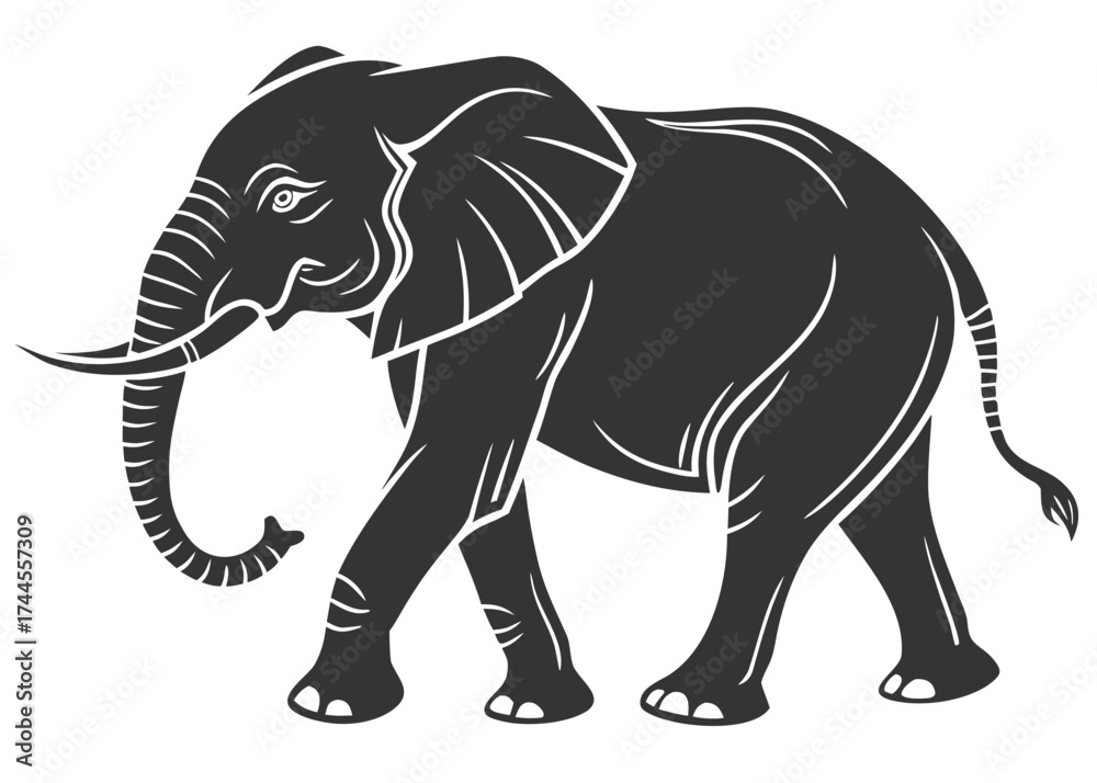 Fototapeta premium Stylized silhouette of a walking elephant