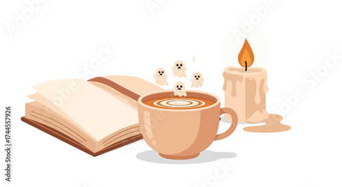 Spooky season reads with bewitching brews and ghostly tea parties by candlelight for Halloween fun or cozy autumn nights indoors