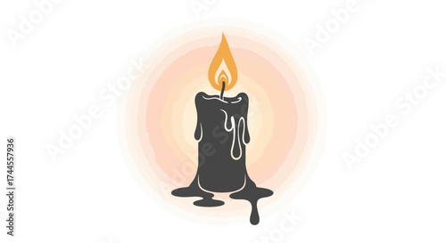Eerie candle glowing softly in the darkness, perfect for Halloween designs, spiritual themes, or adding a touch of mystery to your project