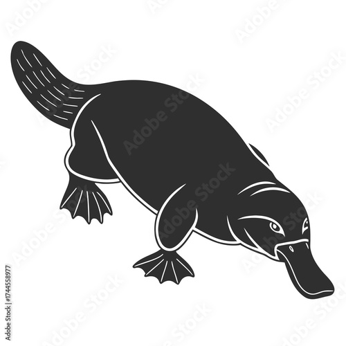 Stylized silhouette of a platypus