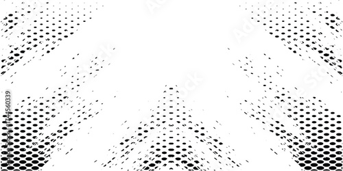 Abstract black and white pattern with a geometric design, featuring dots and lines.