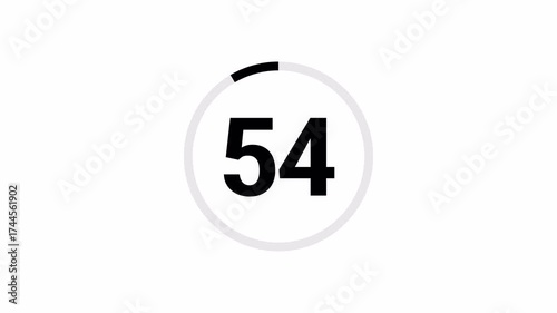 Countdown timer with numbers 59 to 0 in a circle for website countdowns, presentations, social media posts, event promos and video production.