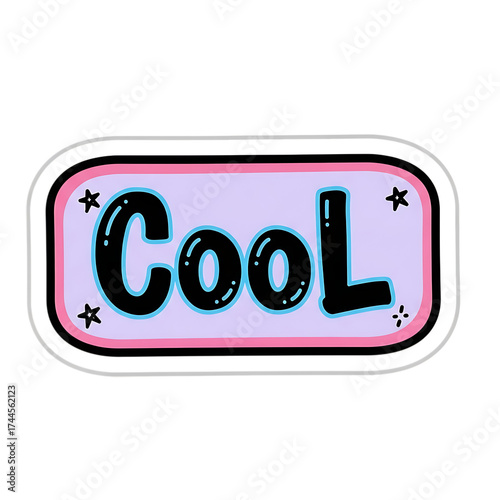 Retro style cool text graphic with stars isolated on transparent background