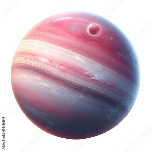 rosy ring planet isolated on white background