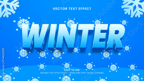 editable text effect winter 3d style premium vector