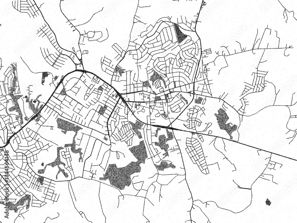 Naklejka premium Minimalist monochrome city map of Viamao, Brazil, illustrated with urban detail.