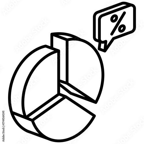 Pie Chart Mini Illustration Isometric Icon. Use For Modern Concept, Print, Ui, Ux Kit, Web And App Development. Vector Related To Market, Business, Finace
