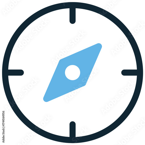 Compass icon vector. Ideal for navigation, direction, and orientation themes. This graphic is the fundamental symbol for wayfinding and geographical guidance.