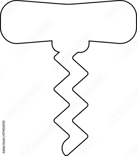 line icon of wine bottle opener with white background