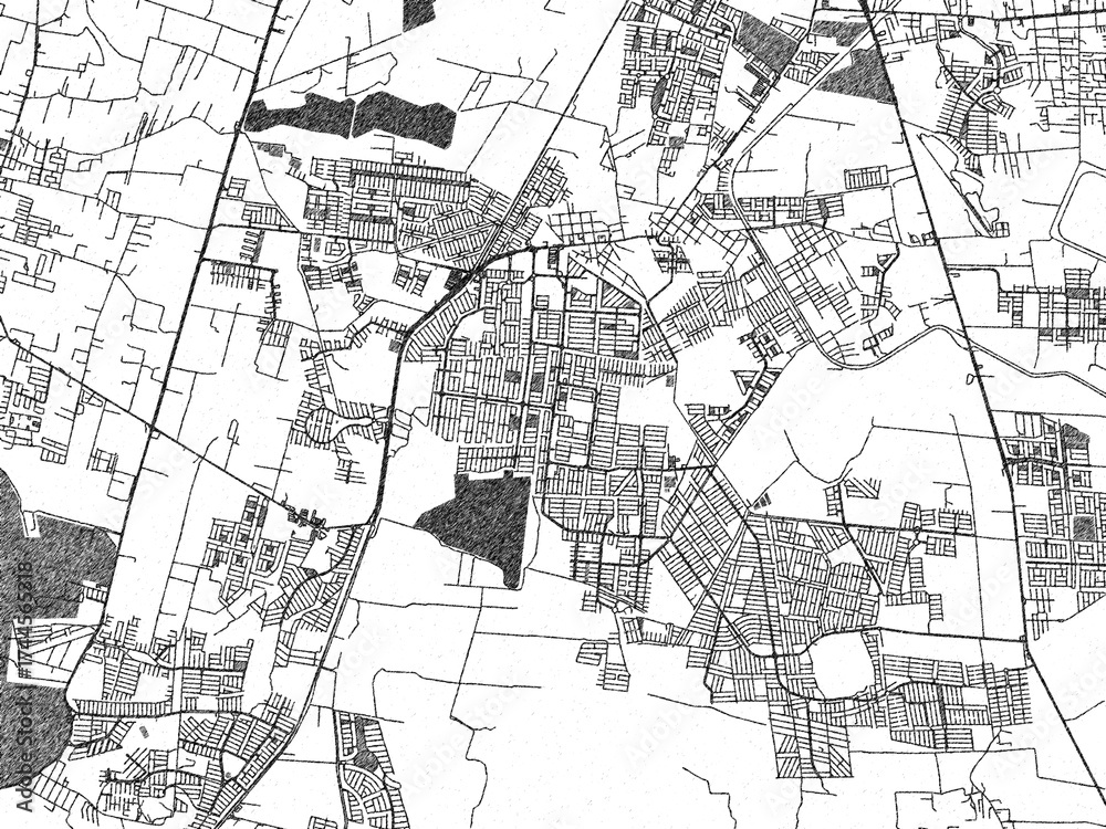 Fototapeta premium Monochrome sketch map of Hacienda Santa Fe, Mexico, ideal for posters, prints, and travel design.