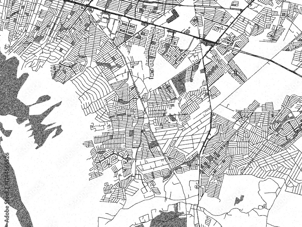 Fototapeta premium Sketch-style black and white map of Jardines de la Silla (Jardines), Mexico, perfect for illustration and wall art.