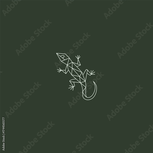 Lizard line art sleek crawling reptile logo design.