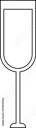 Outline of a tall narrow wine glass with a thick stem and a rectangular top