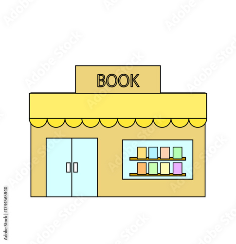 シンプルでかわいい本屋のイラスト