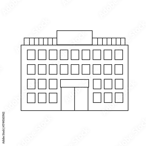 シンプルな線画の建物素材イラスト