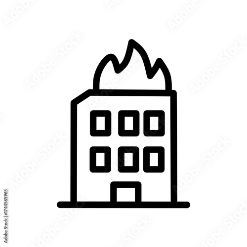 Building on Fire Icon Symbolizing Disaster and Emergency Situation