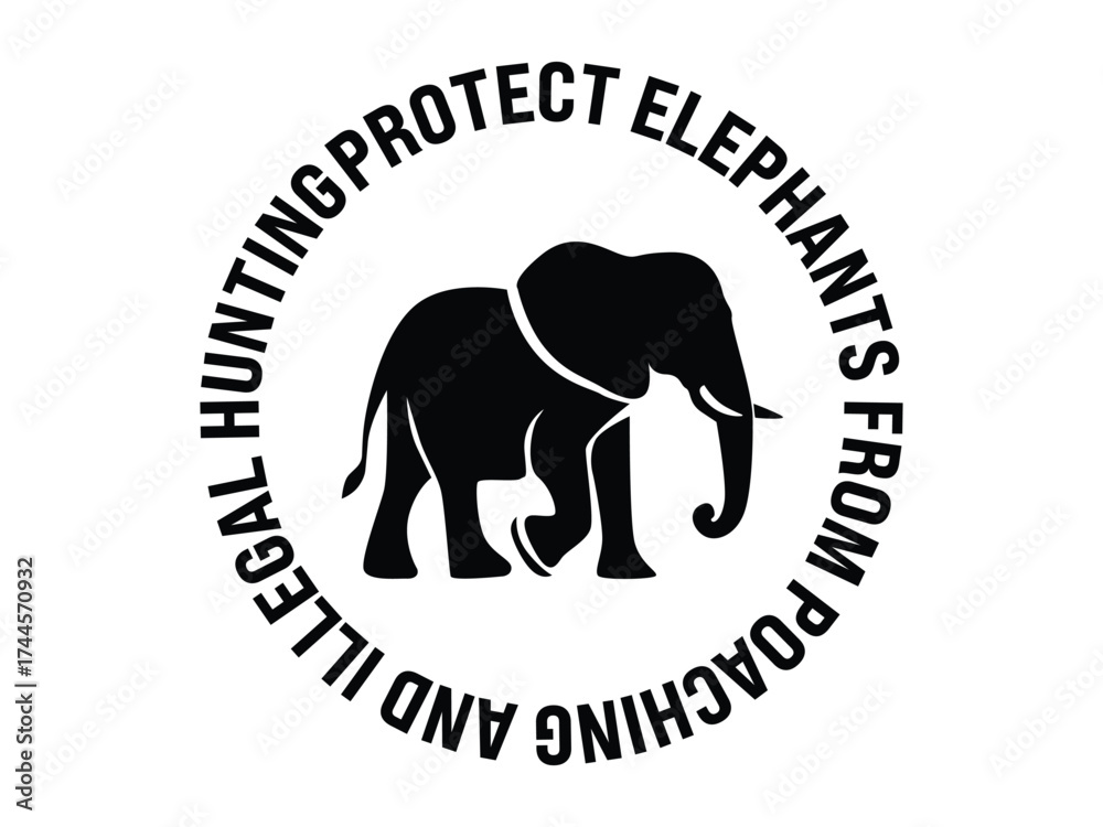 Obraz premium elephant silhouette for logo, elephant logo for anti-poaching protection campaign, save the elephant