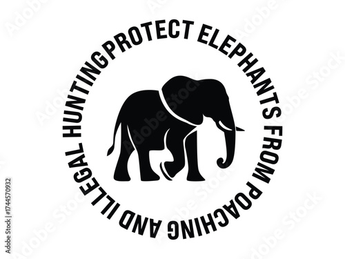 elephant silhouette for logo, elephant logo for anti-poaching protection campaign, save the elephant