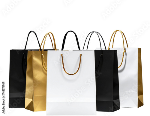 - Group of Luxury Shopping Bags with Gold Accents
