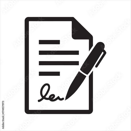Document Signing Vector Illustration for Contracts Agreements and Approval Representing Business Deals and Legal Paperwork with a Pen Symbolizing Authorization and Signature Process