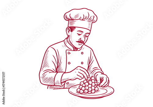 Grape hand drawn simple engraved vector illustration