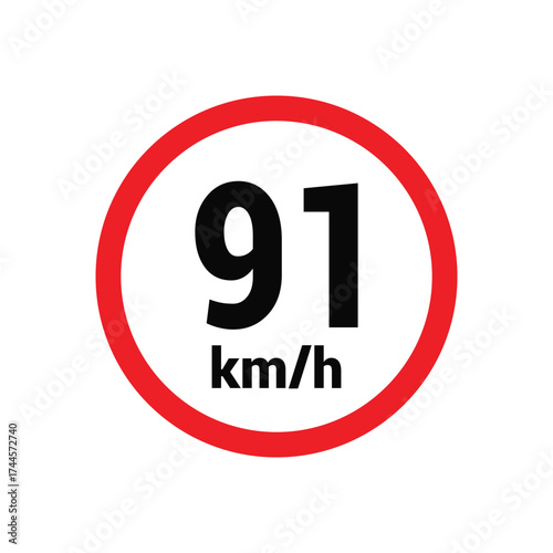 Speed limit sign 91 km h icon vector design illustration Free Download Speed limit sign 91 km h icon vector design illustration - GFXLoad