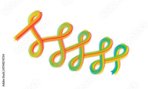Abstract swirling neon orange green abstract line art vector illustration scalable graphic design isolated on transparent background