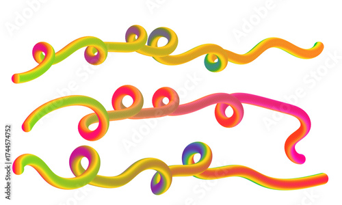 Vibrant swirling decorative ribbons vector illustration scalable for design projects isolated on transparent background