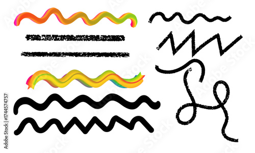Vibrant wavy lines vector illustration abstract colorful strokes scalable graphic design element isolated on transparent background