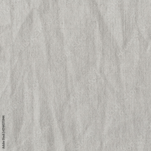 Natural bright linen cotton blend chinos trousers background, grey white khaki canvas fabric swatch pattern, large detailed vertical flax fibers macro closeup, rustic crumpled vintage textured burlap