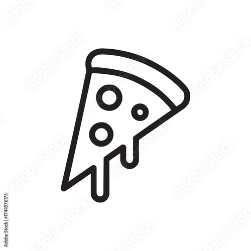 Pizza slice icon for pizzeria or food delivery service vector illustration of a slice of pizza with pepperoni and melting cheese perfect for menus or promotions
